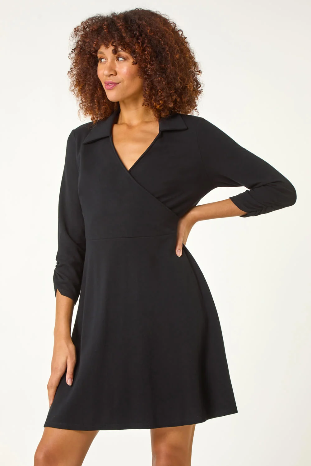 Black Crepe Short Dress