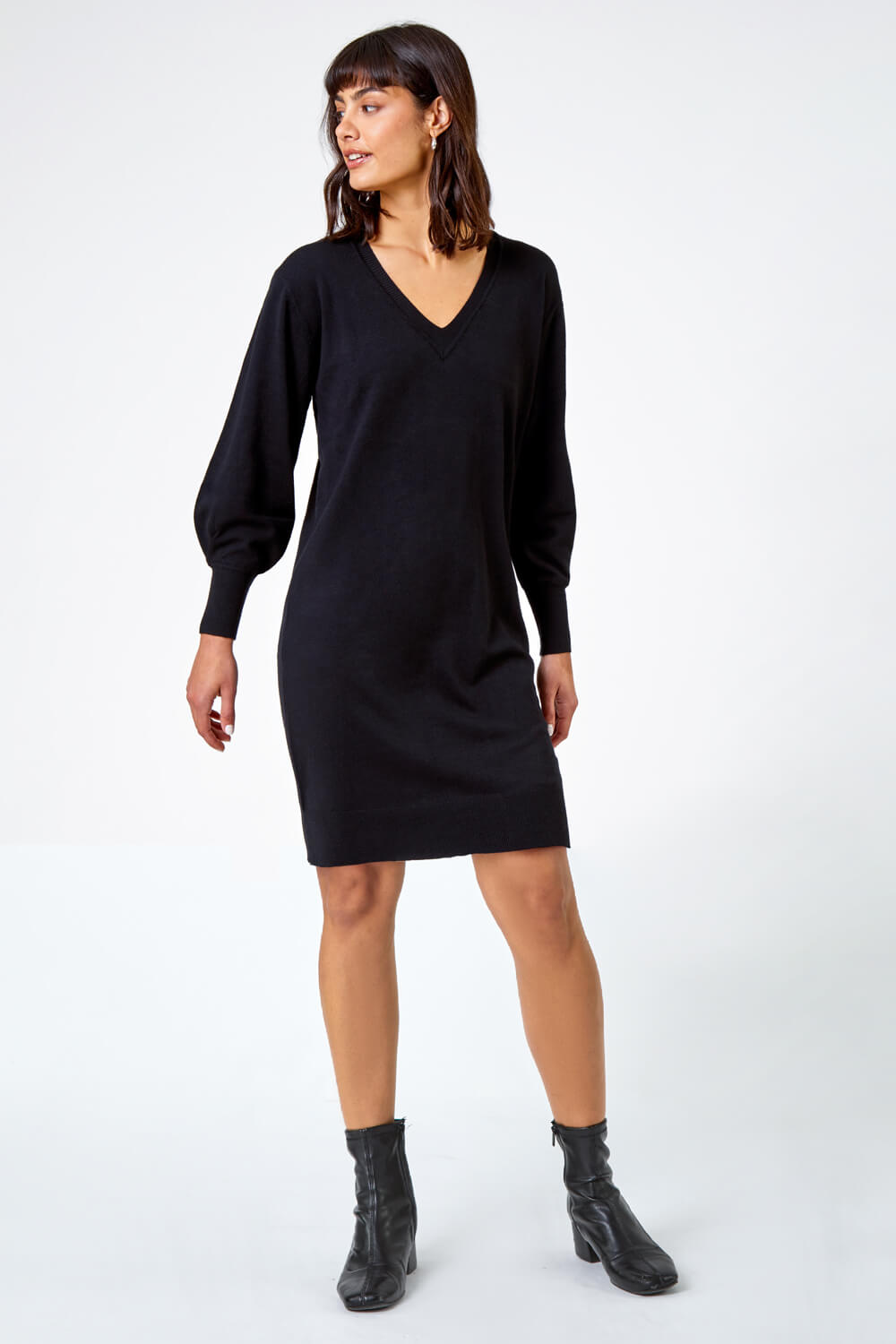 Black Longline Knitted Jumper Dress