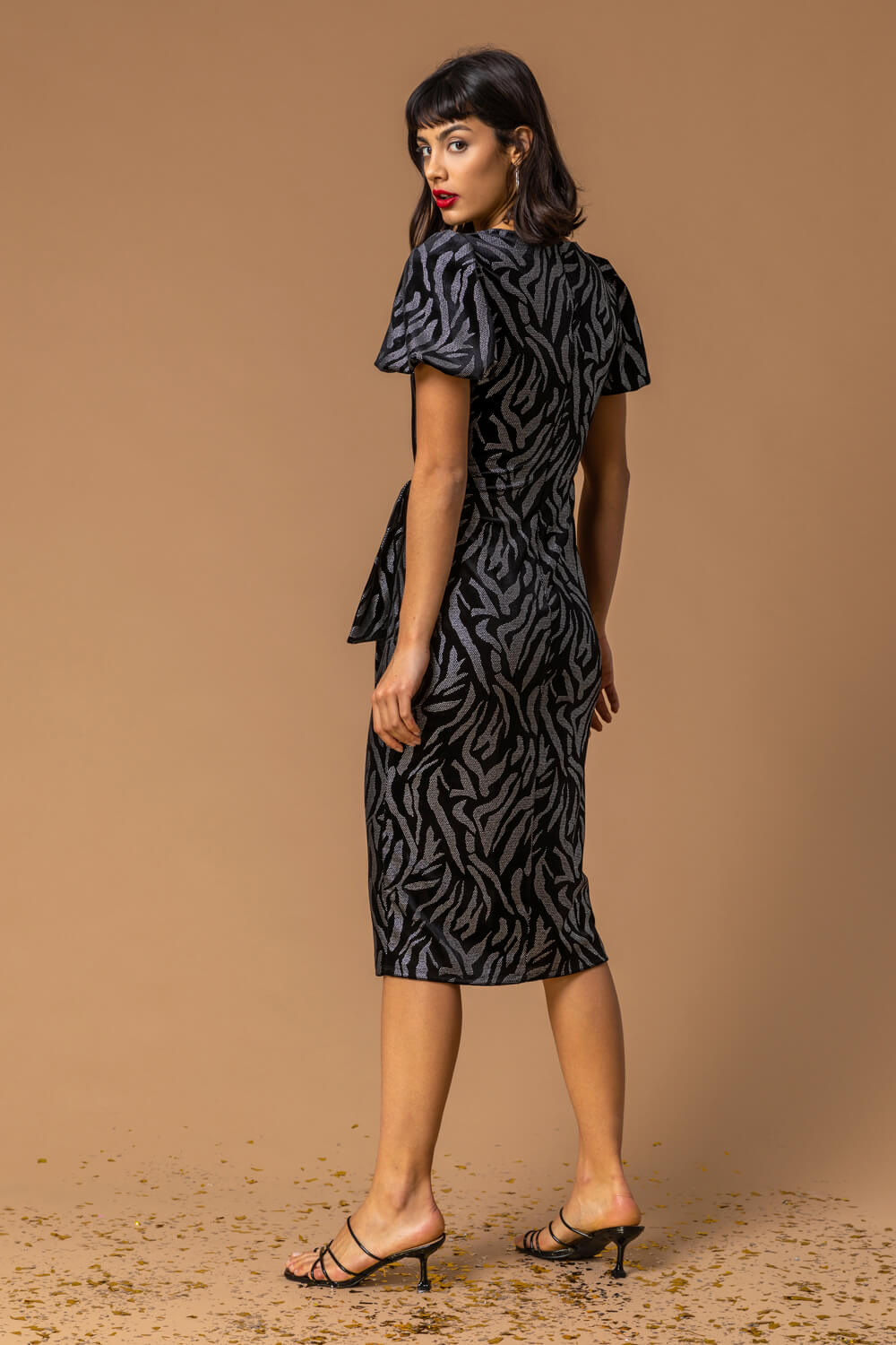 Black Animal Print Velvet Dress