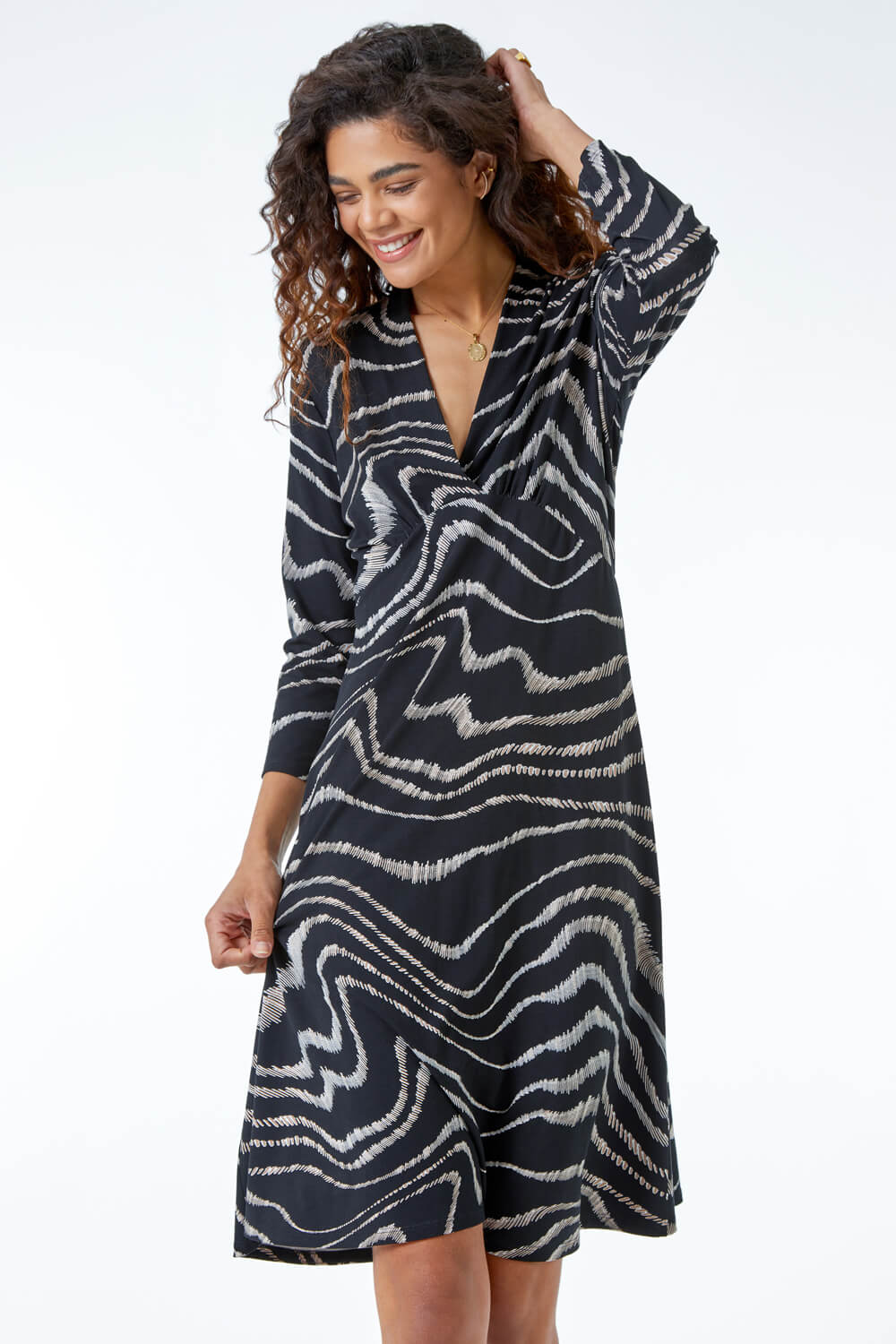 Black Animal Print Stretch Dress