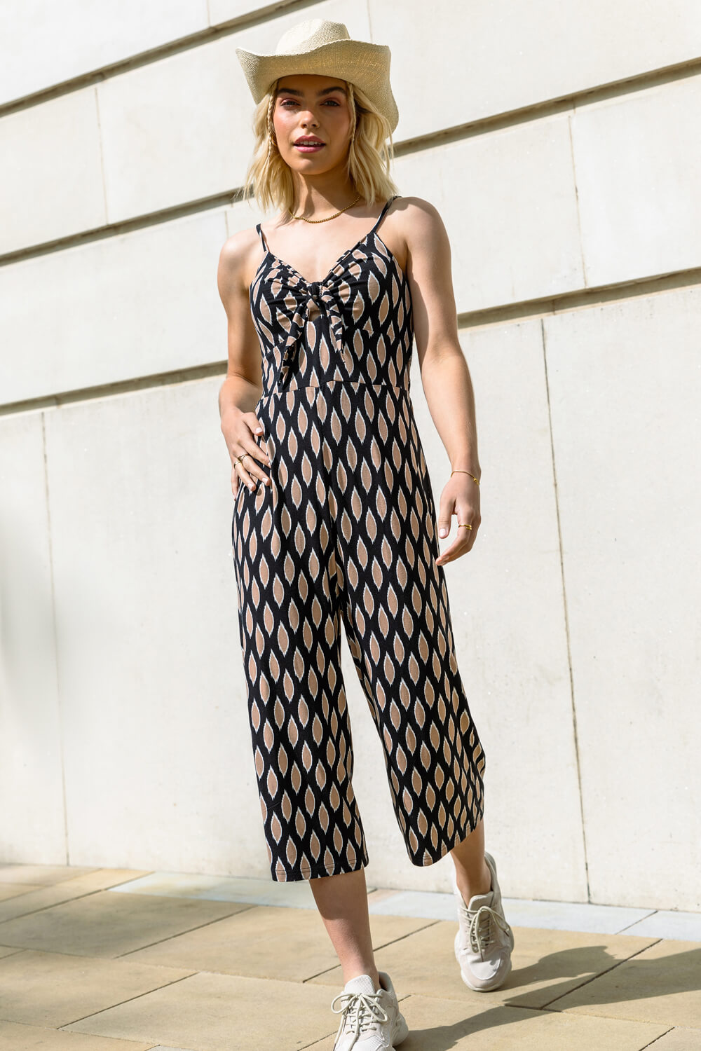 Black Dusk Stretch Jersey Abstract Jumpsuit