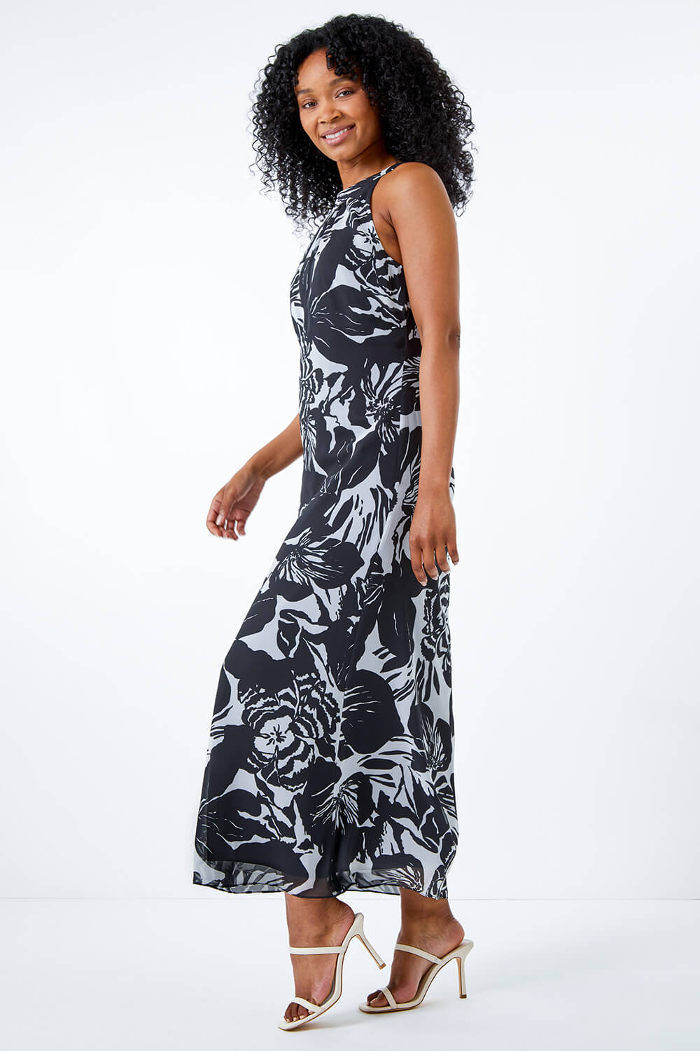 Black Petite Floral Print Maxi Dress