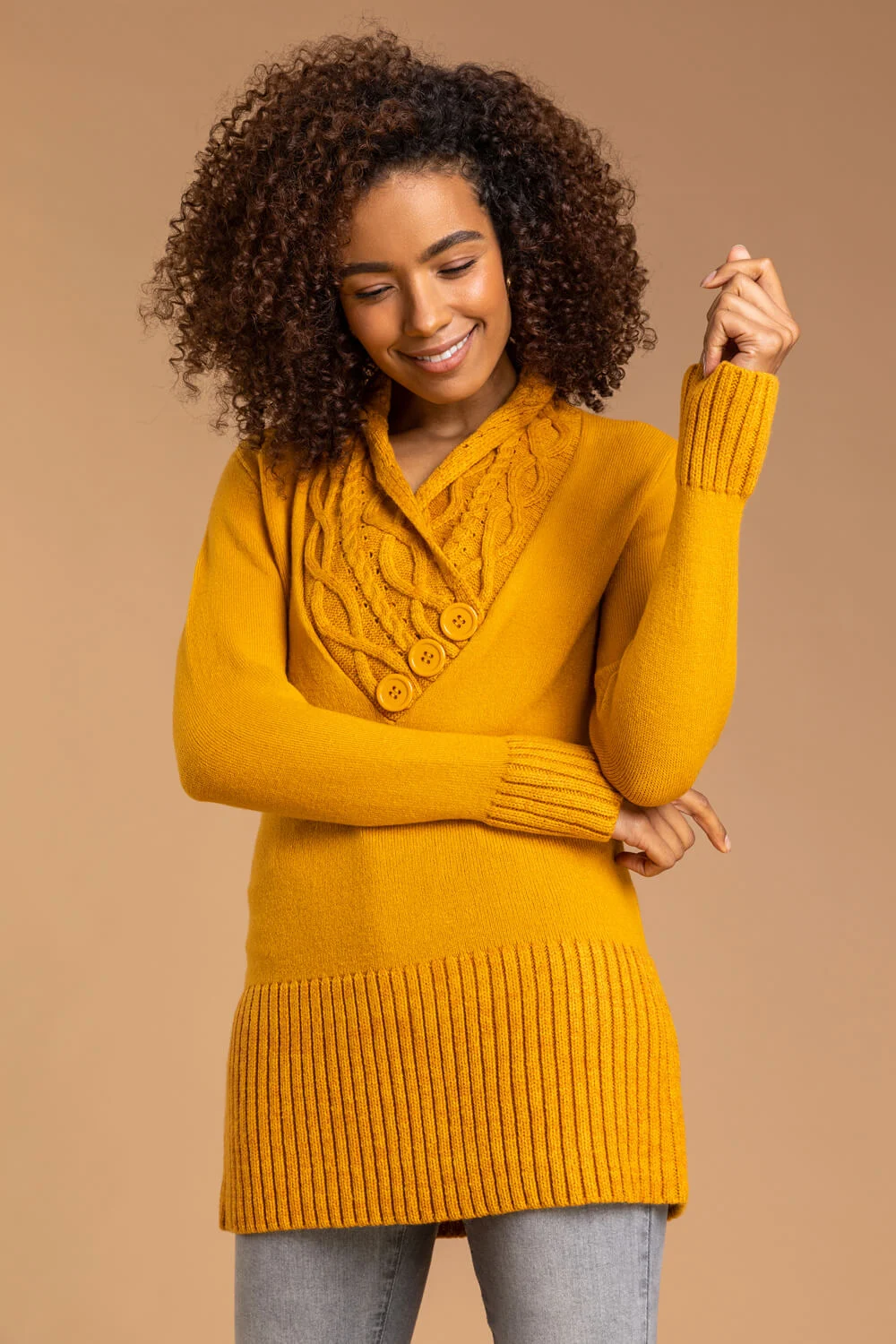 Amber V-Neck Overlap Button Detail Jumper