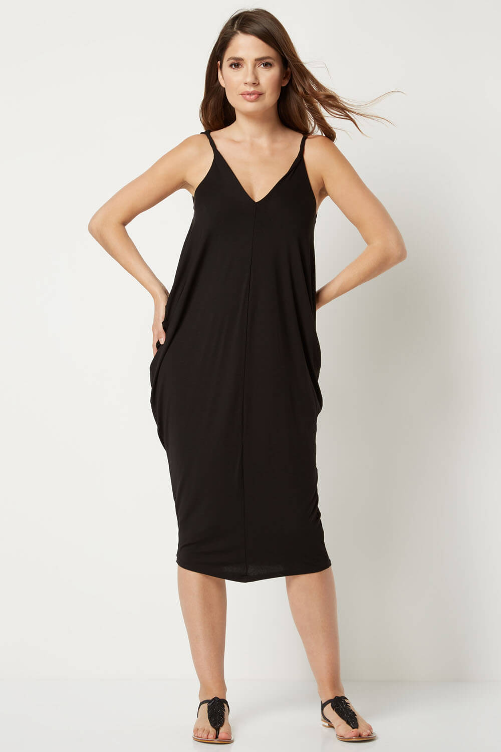 Black Jersey Slouch Dress