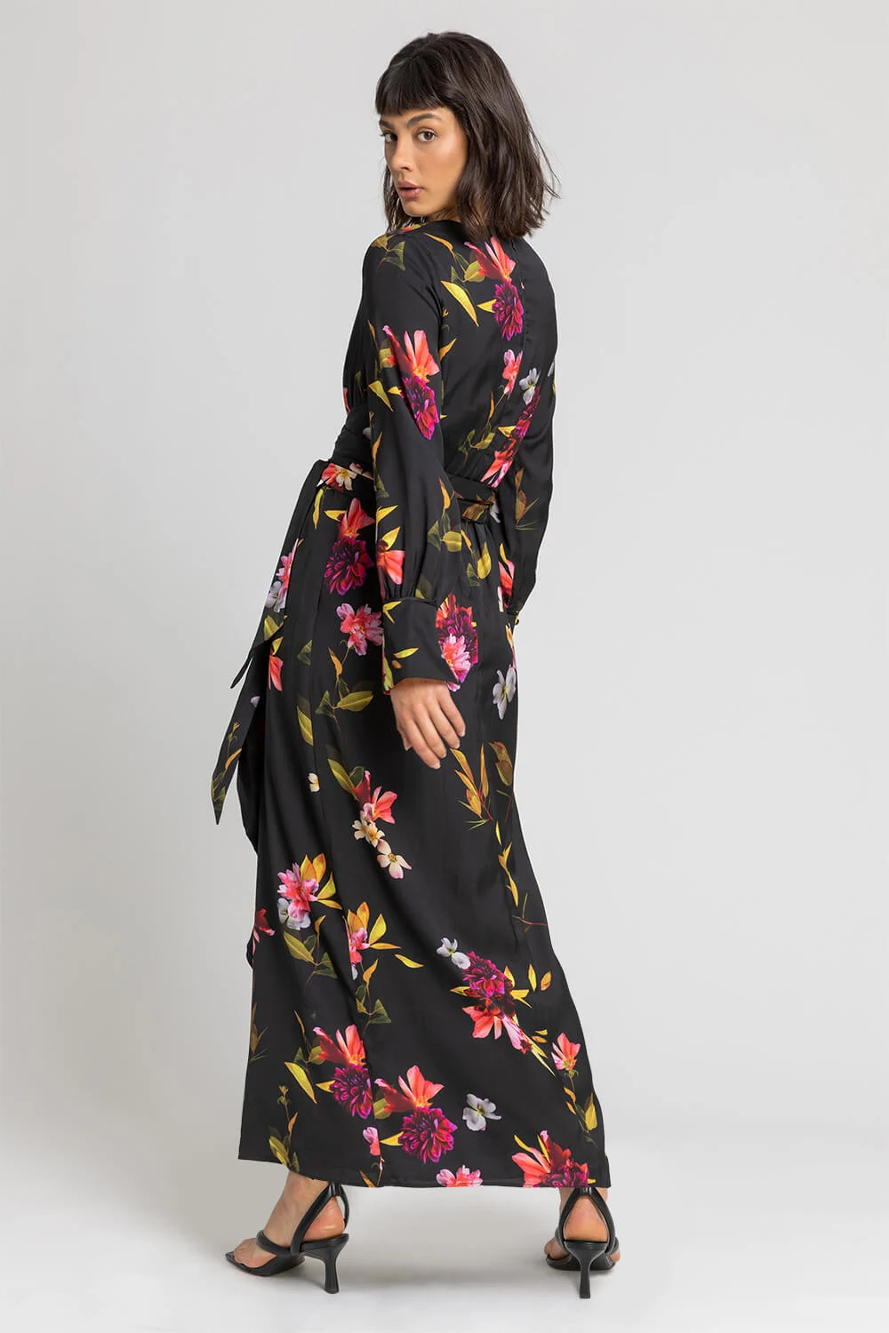 Black Floral Print Maxi Dress