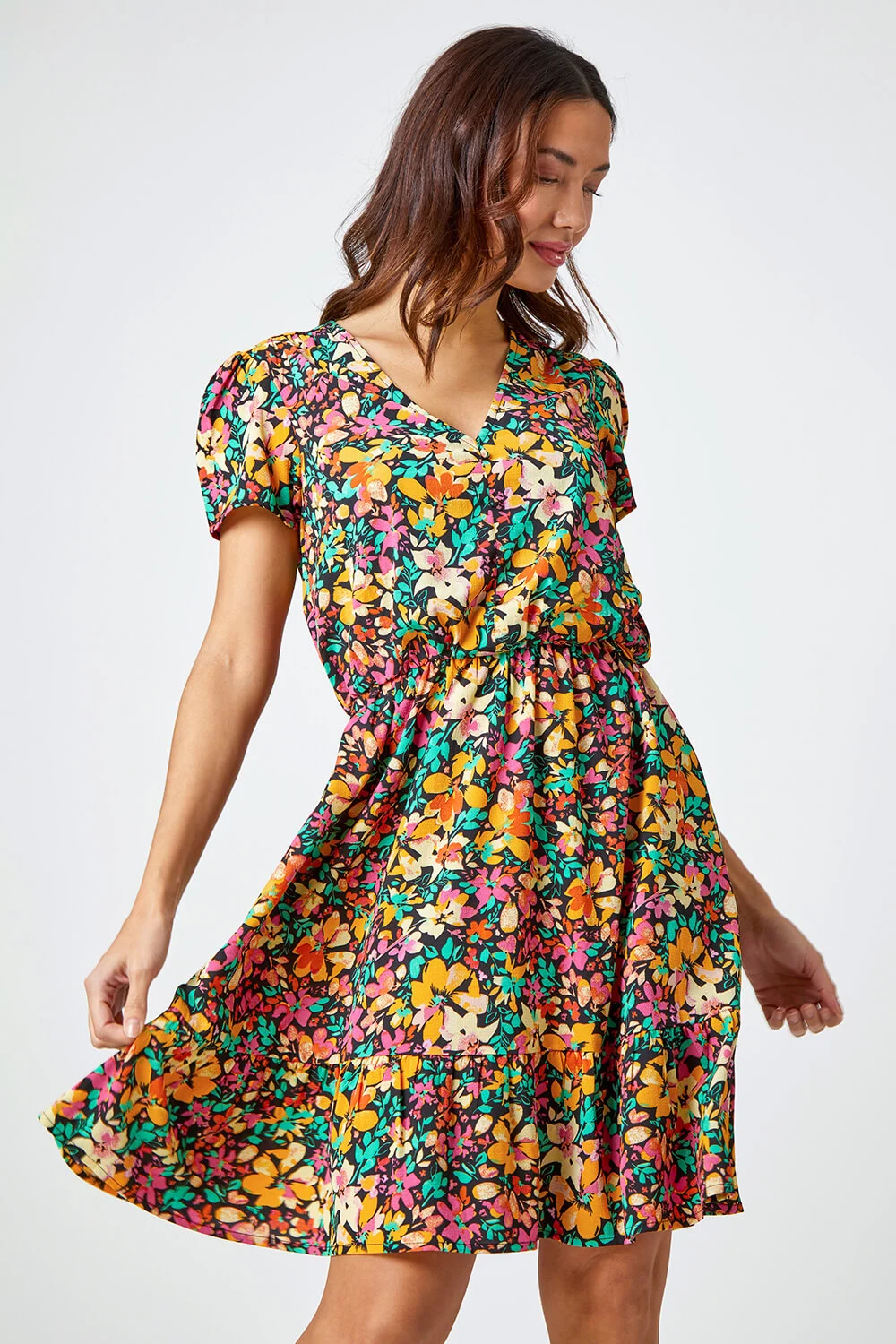 Amber Ditsy Floral Print Skater Dress