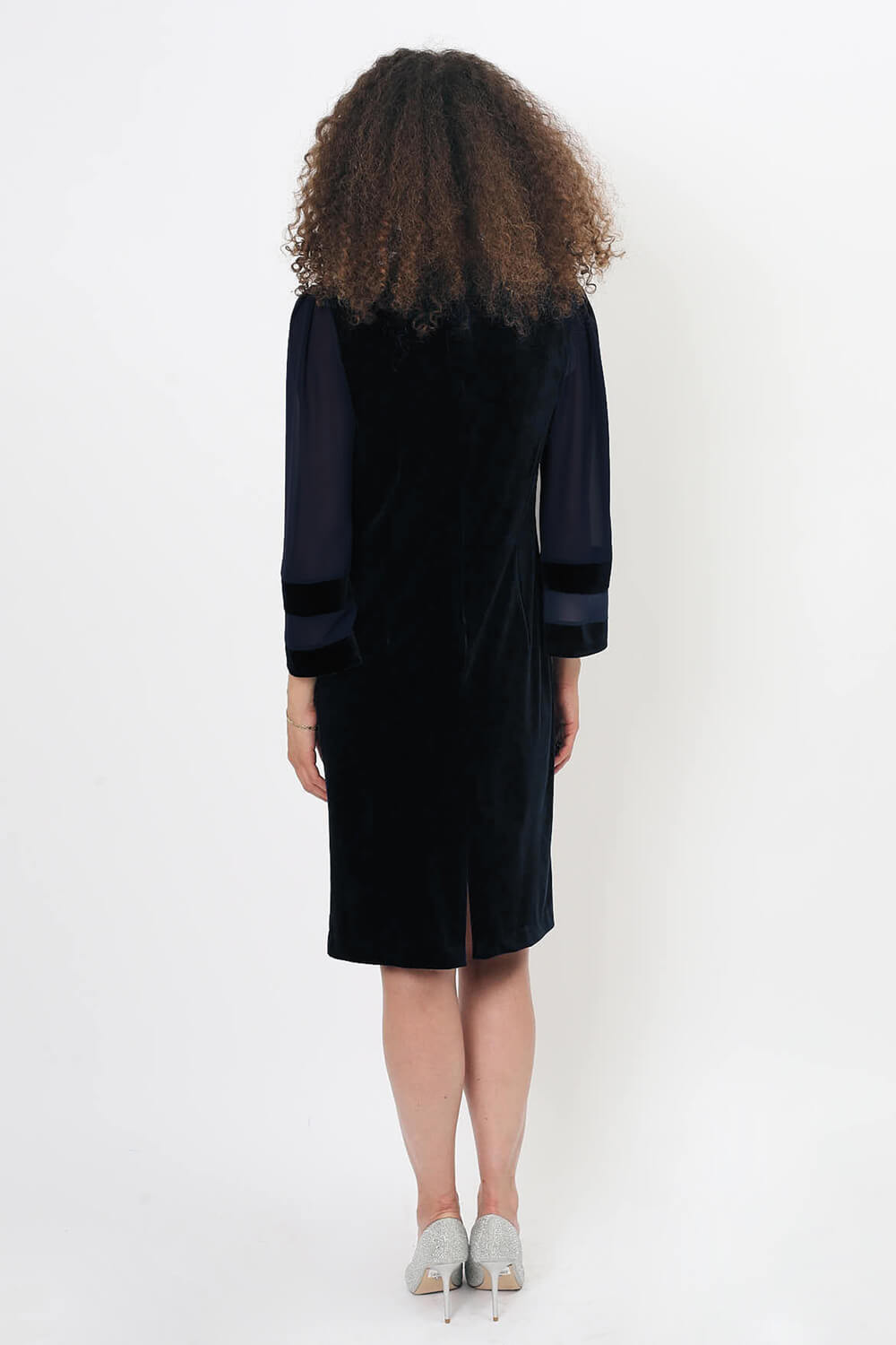 Black Julianna V-Neck Velour Shift Dress