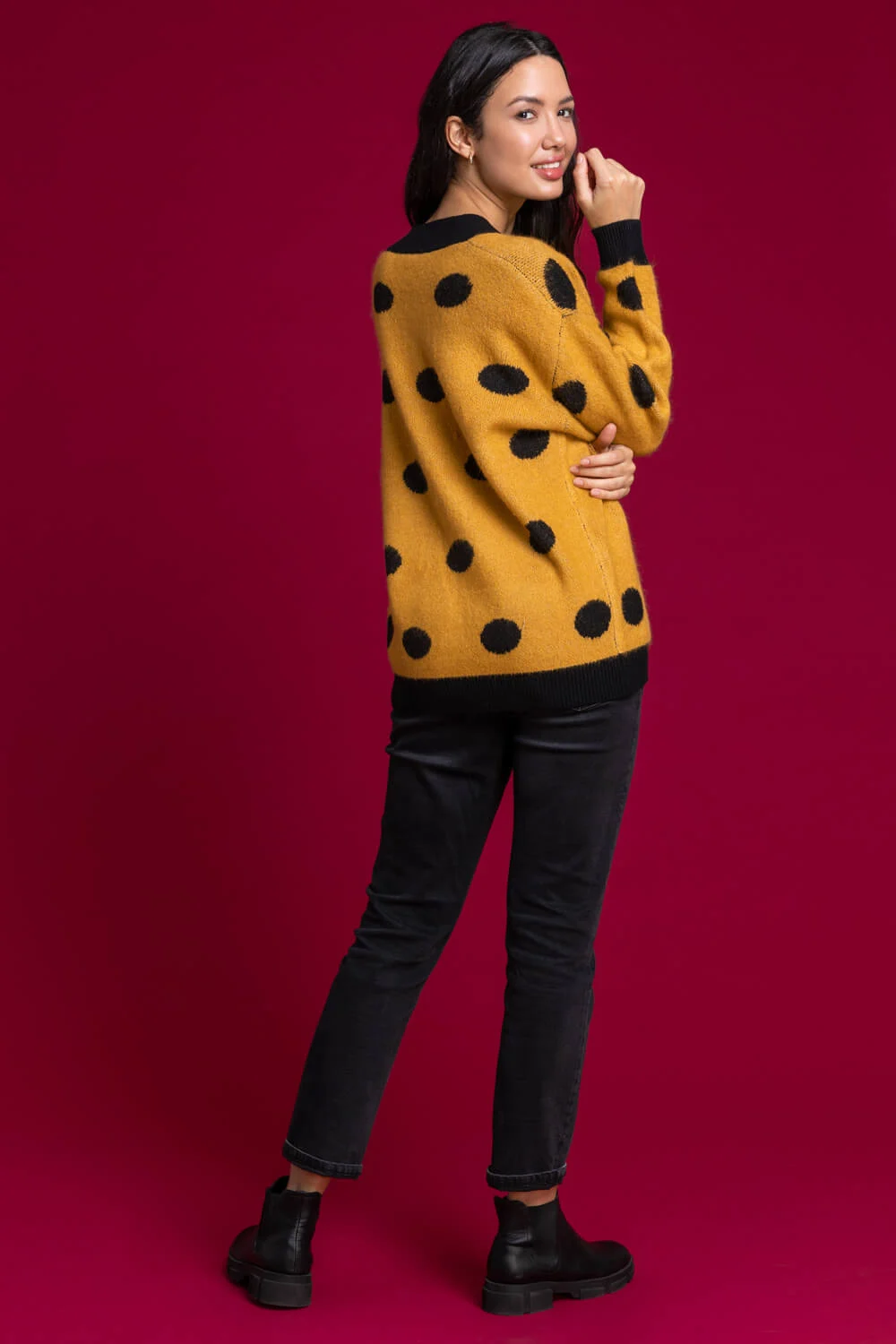 Amber Spot Print Contrast Jumper