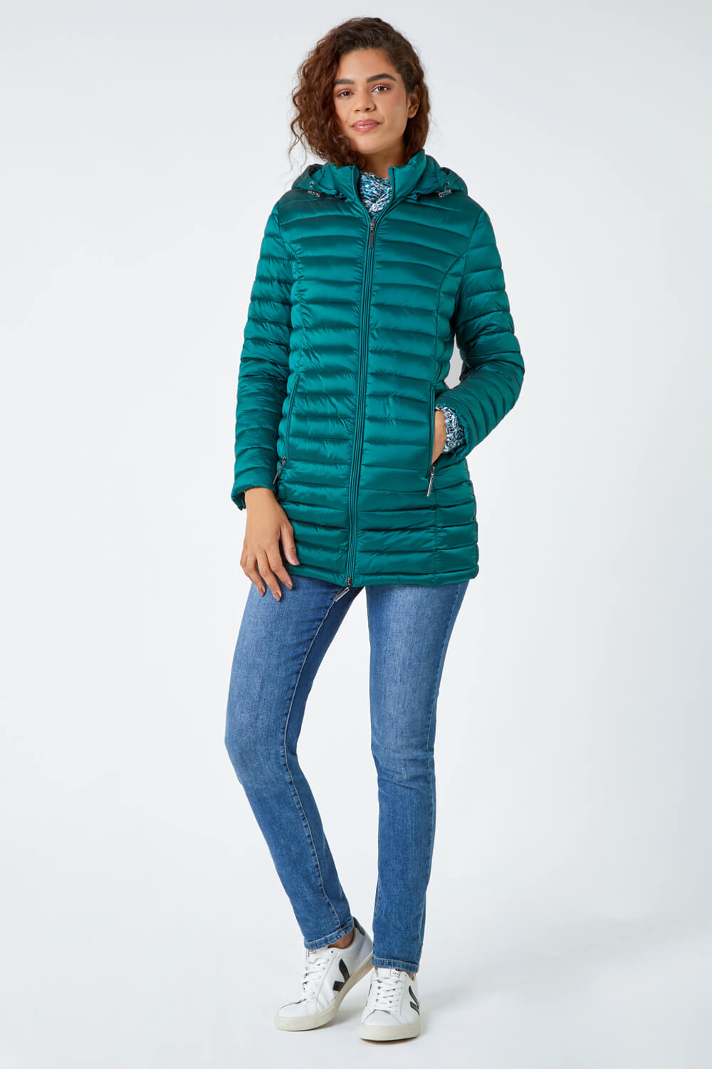 Aquamarine Longline Hooded Padded Coat