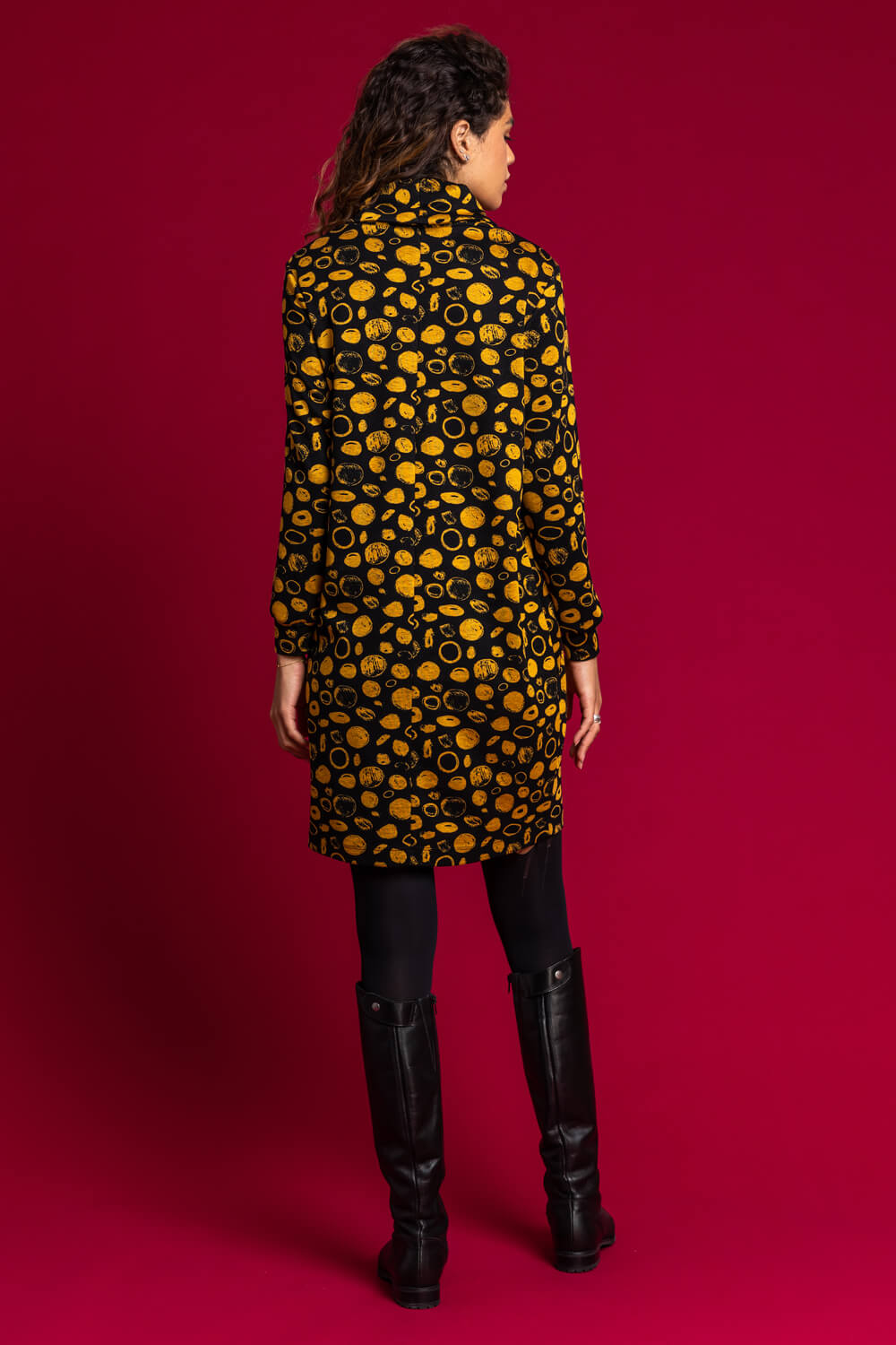 Amber Cowl Neck Spot Shift Dress