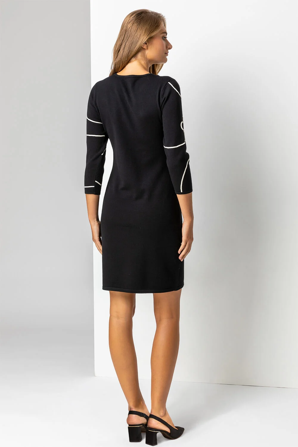 Black Butterfly Embellished Knitted Shift Dress