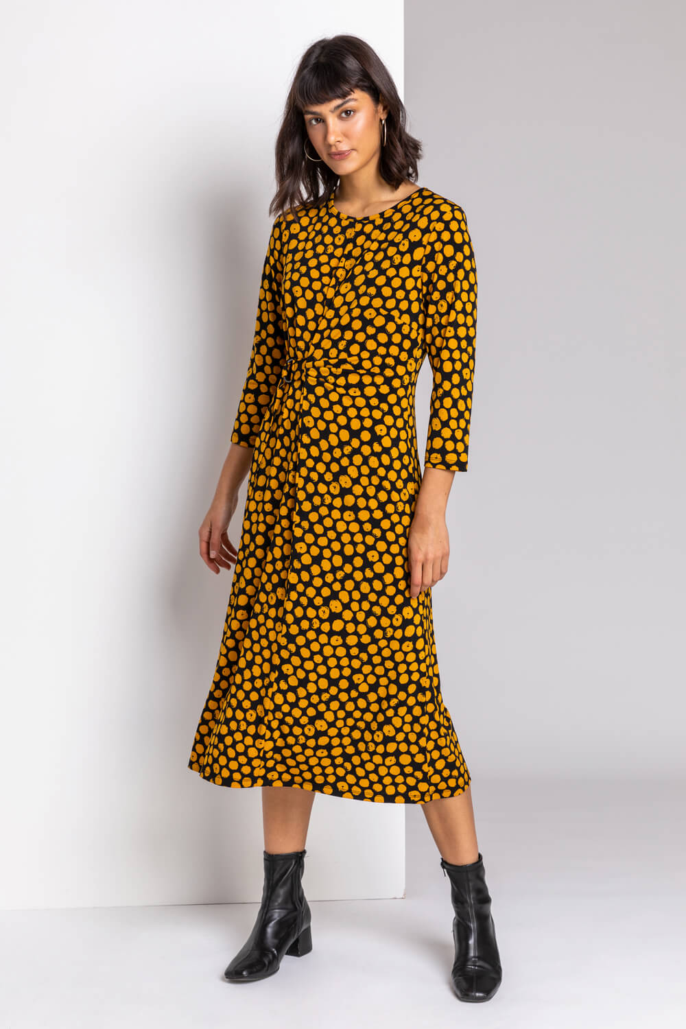 Amber Spot D Ring Midi Dress