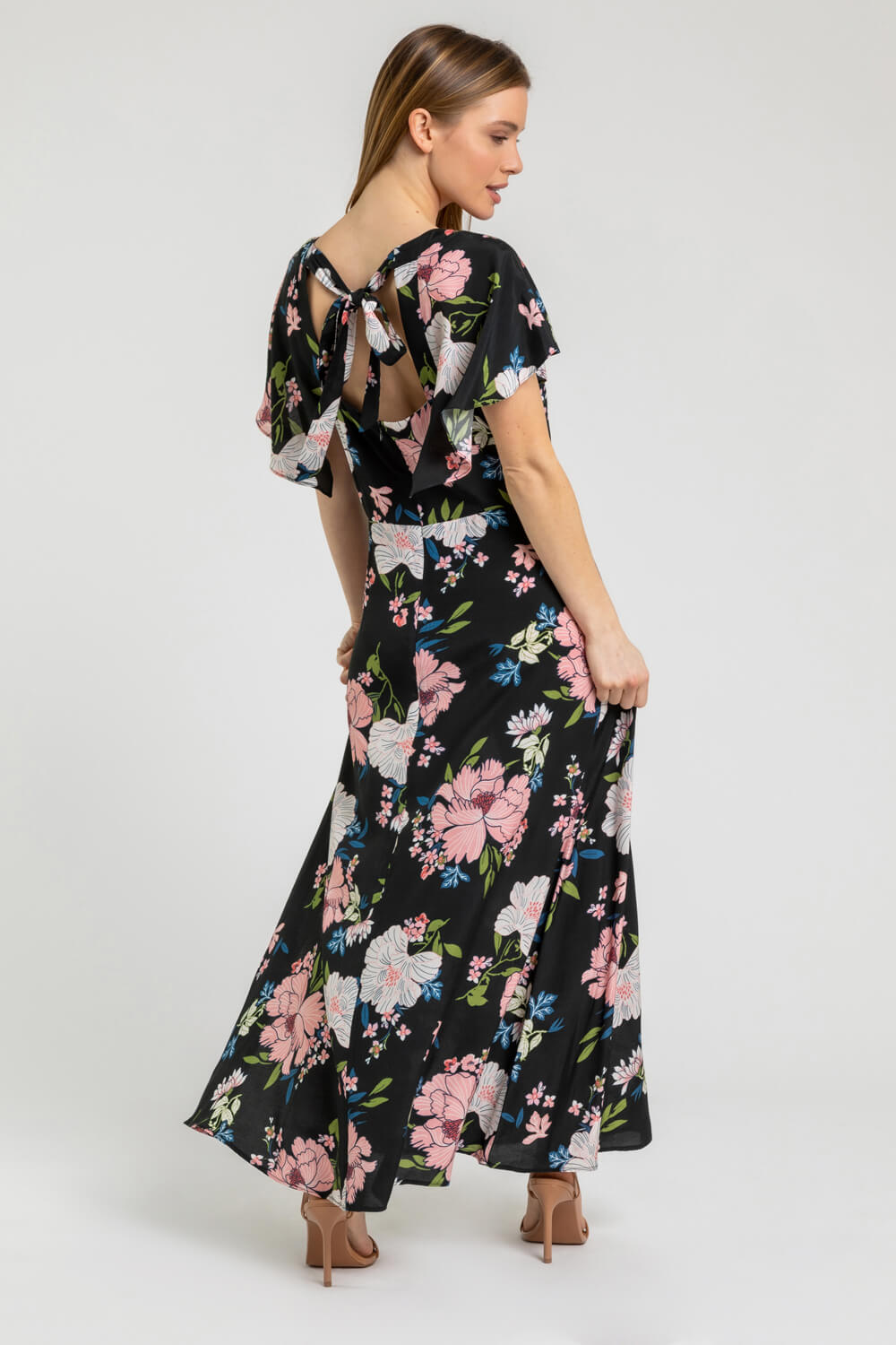 Black Petite Floral Print Maxi Dress