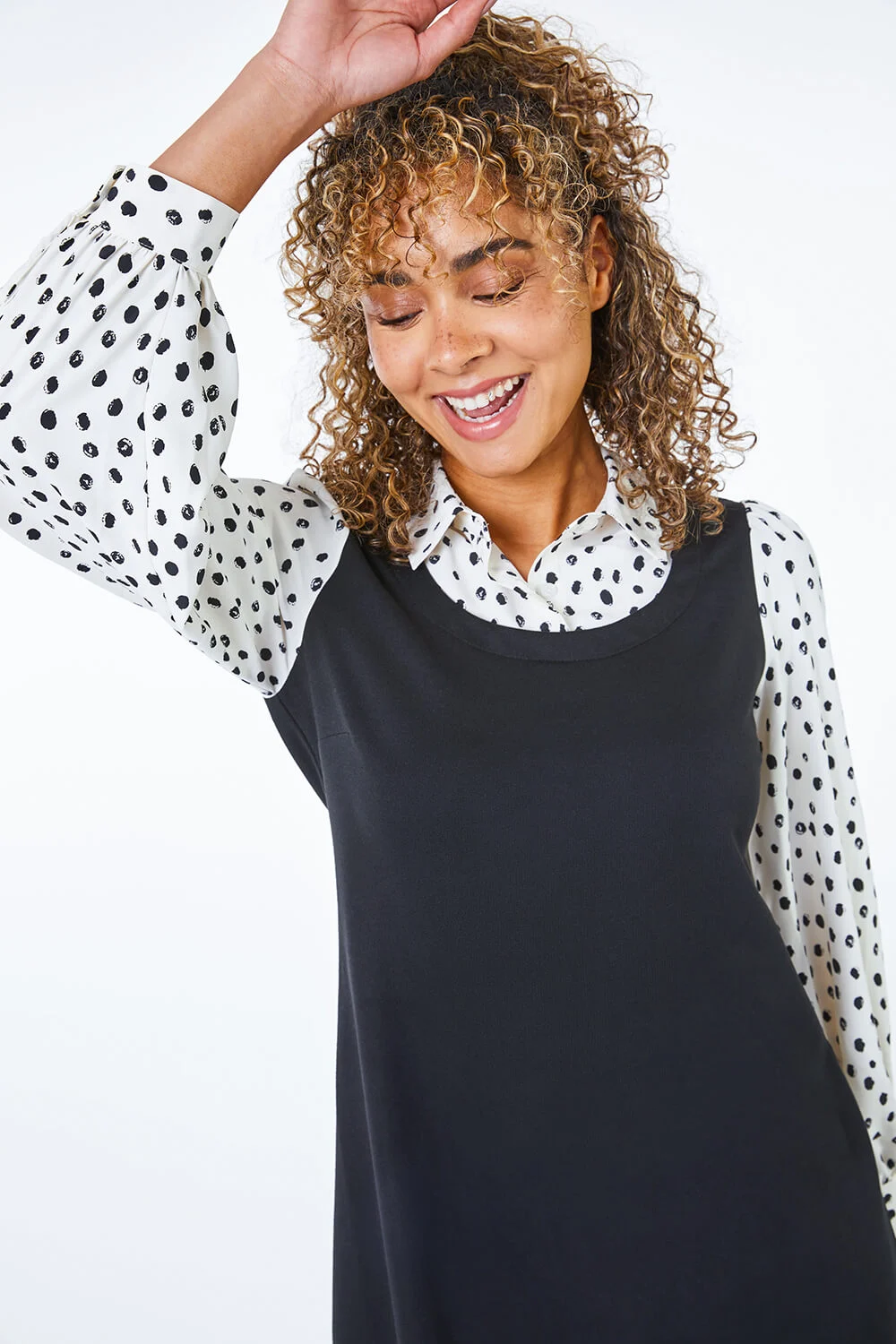 Black Petite 2 in 1 Pinafore Dress with Shirt