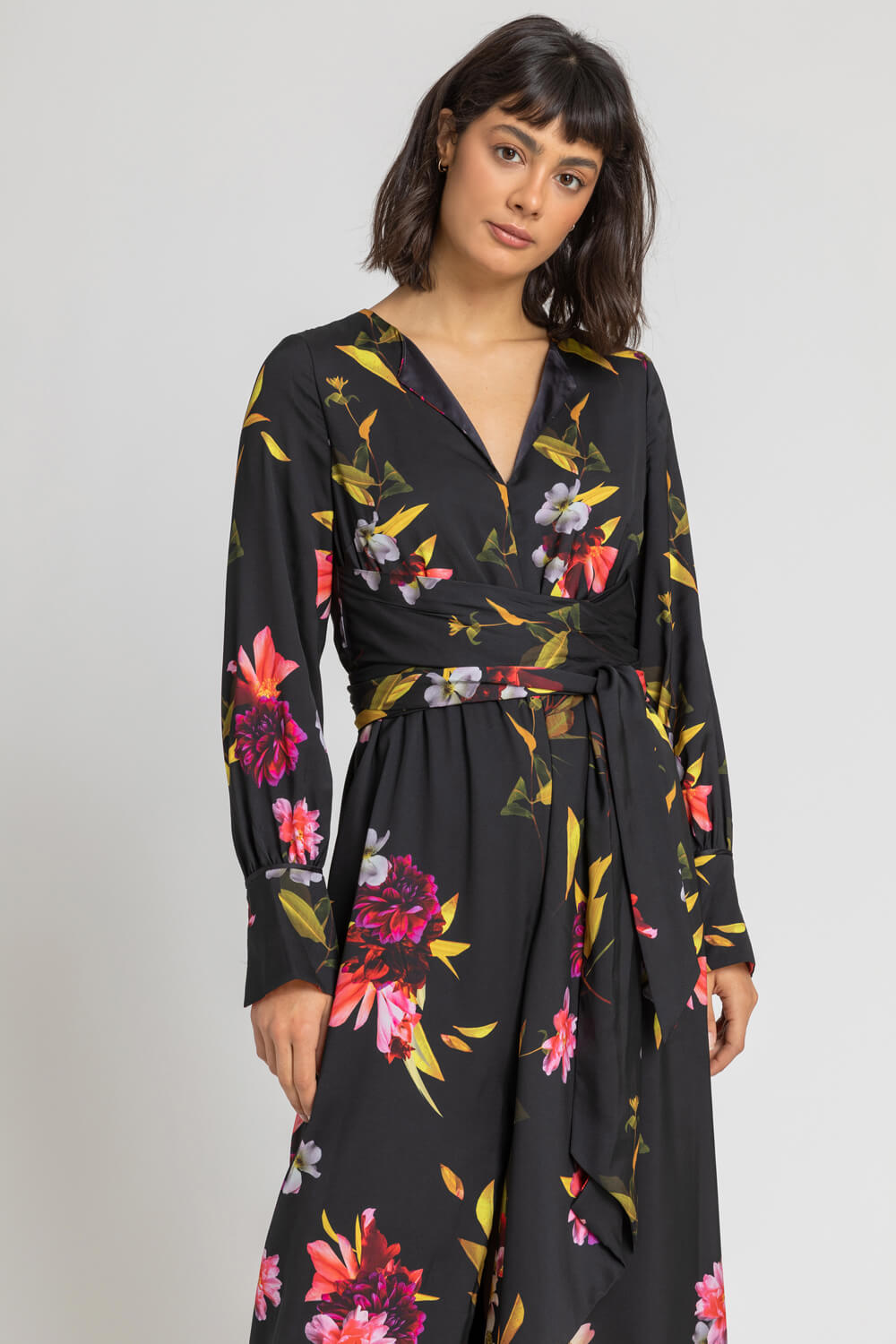 Black Floral Print Maxi Dress