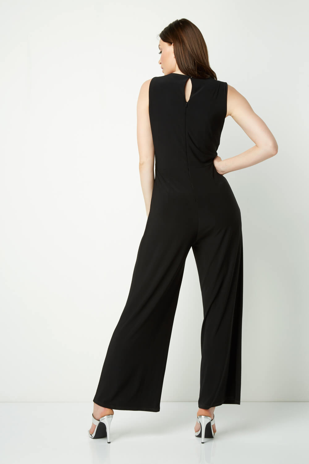 Black Embellished Neck Jumpsuit