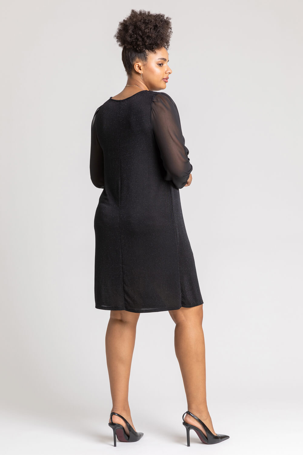 Black Curve Sparkle Swing Dress