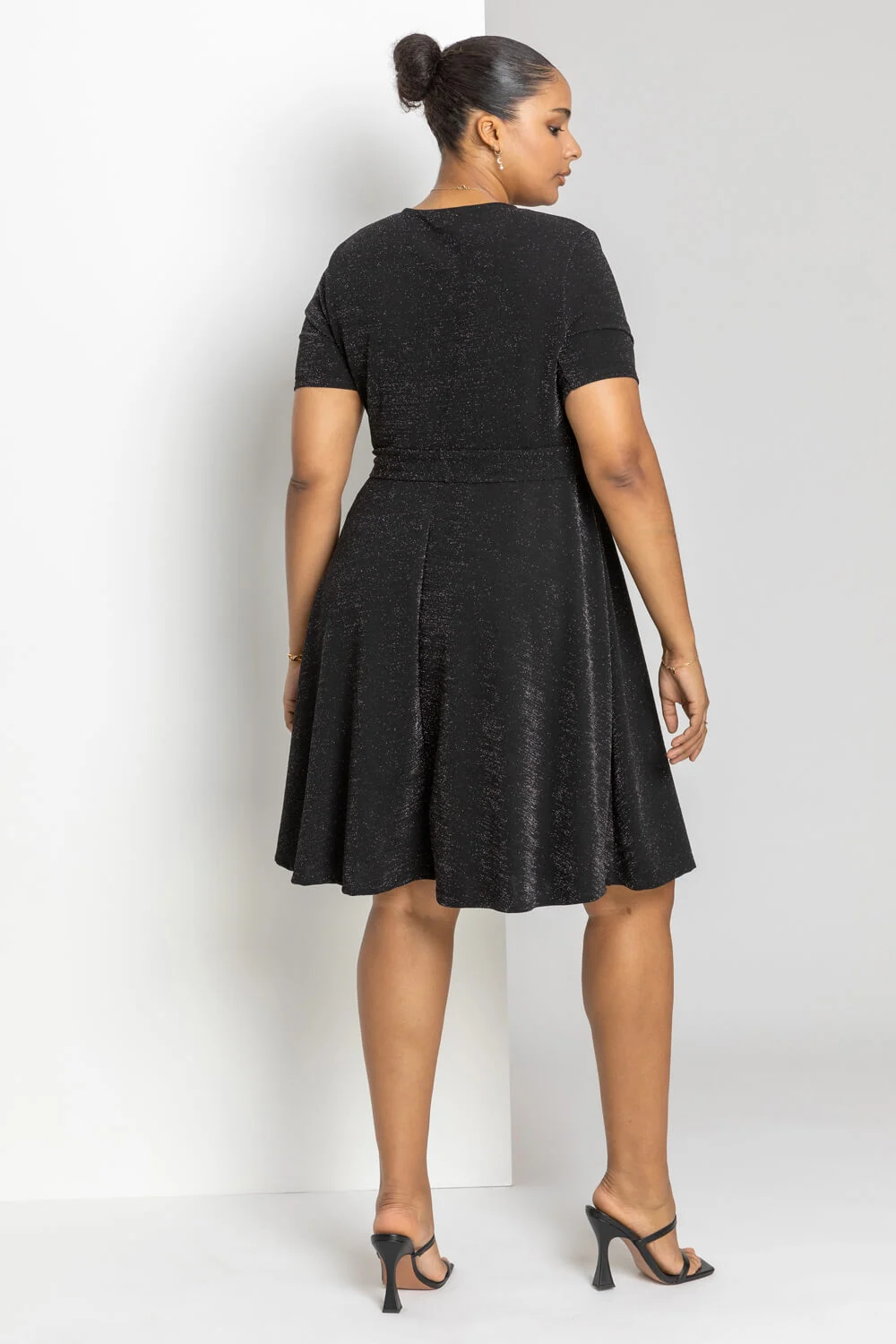 Black Curve Shimmer Wrap Dress