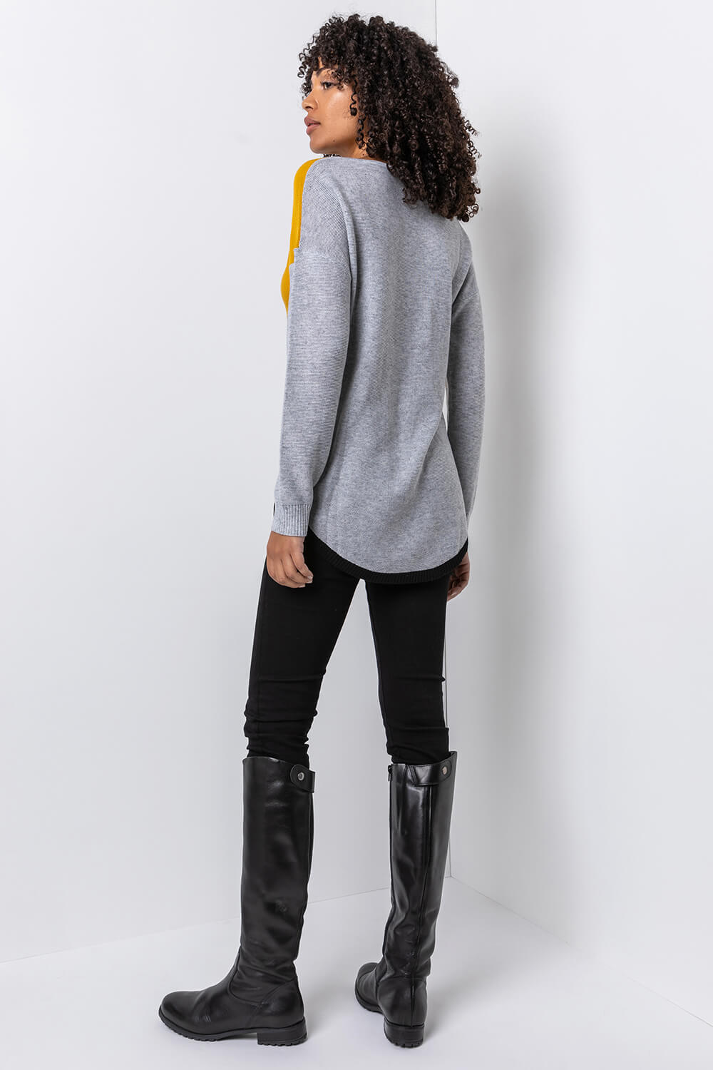 Amber Colour Block Ribbed Jumper