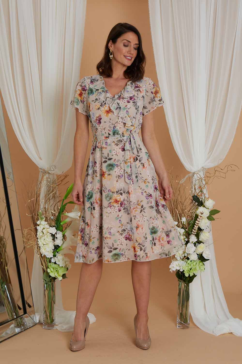 Biscuit Julianna Floral Print Chiffon Dress