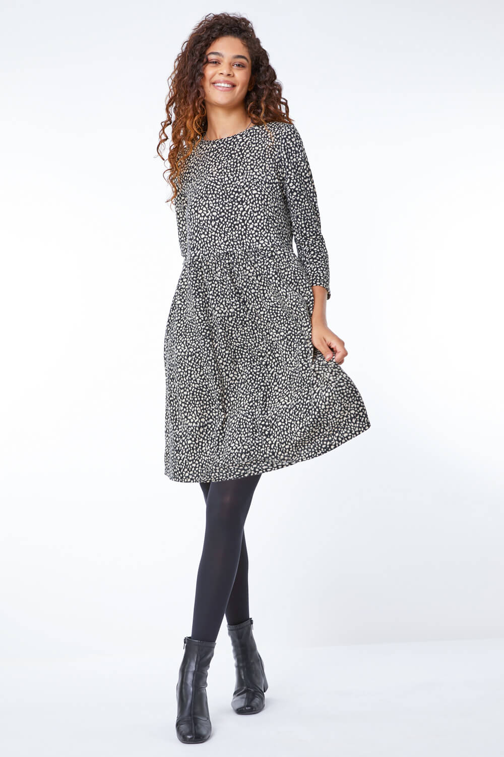 Black Leopard Print Stretch Dress
