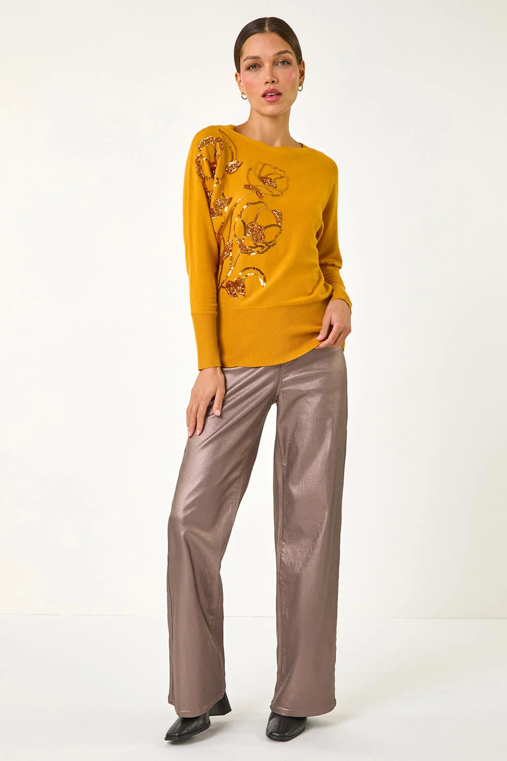 Amber Sequin Floral Knit Jumper