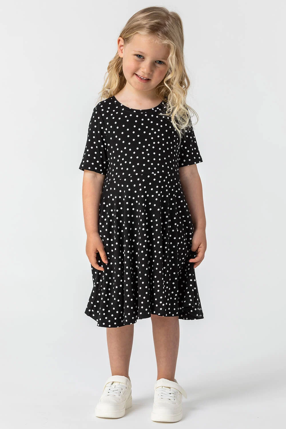 Black Girls Polka Dot Skater Dress