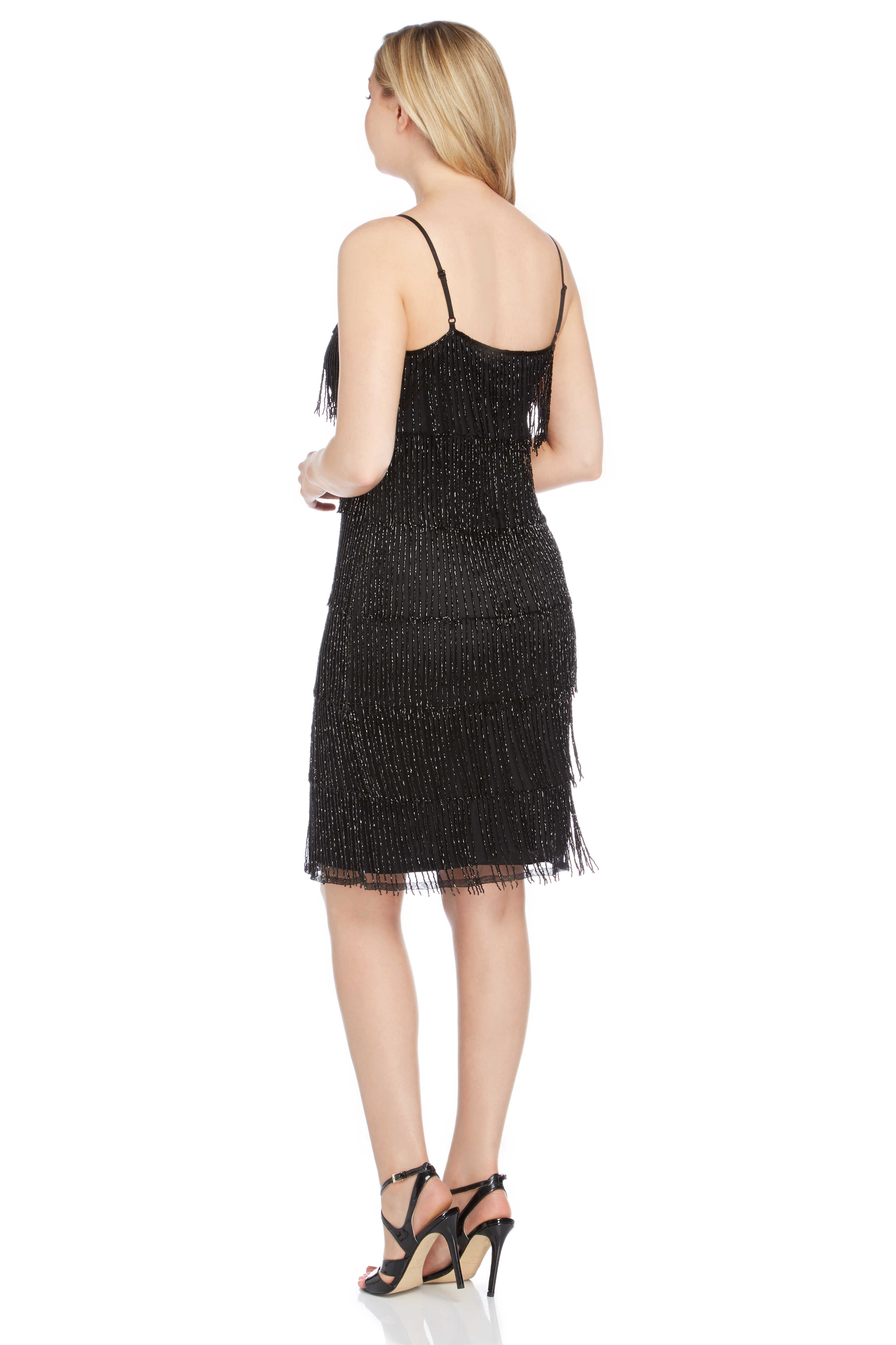 Black Dusk Fringe Beaded Flapper Dress