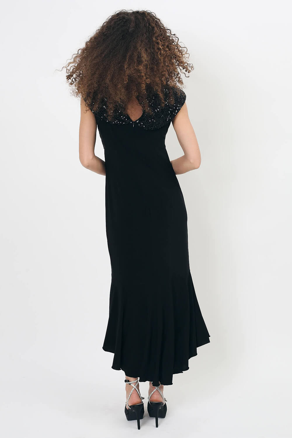 Black Julianna Fishtail Sequin Fitted Dress