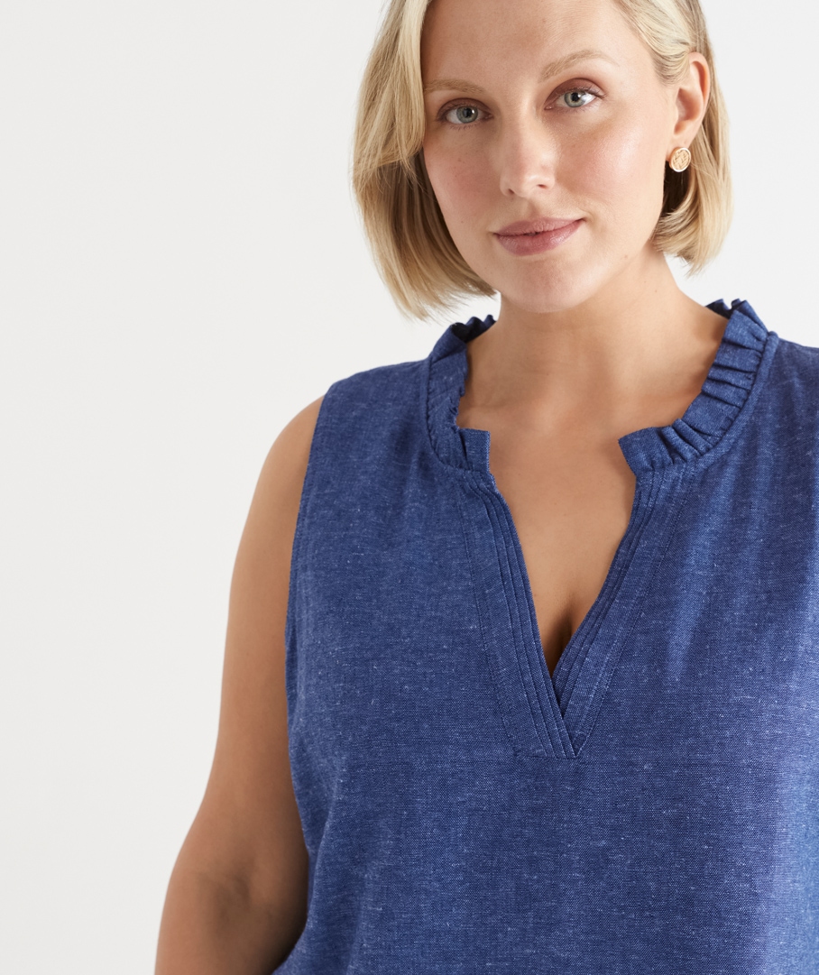 Linen Blend Shift Dress