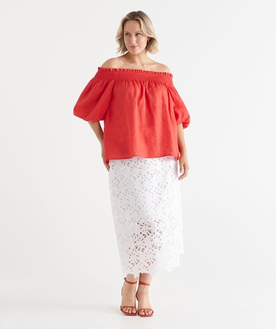 Lace Column Midi Skirt