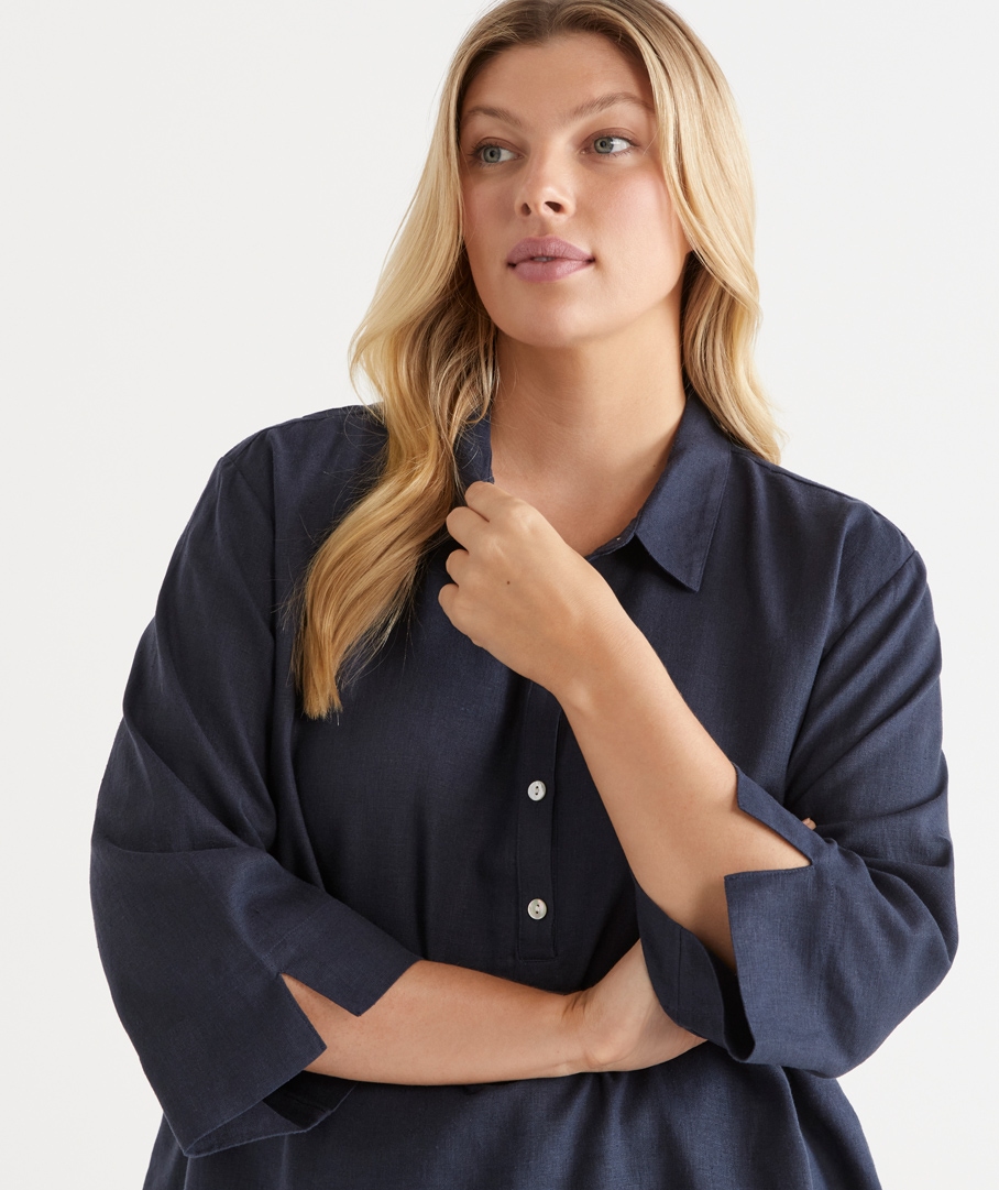 LINEN BLEND 3/4 TOP