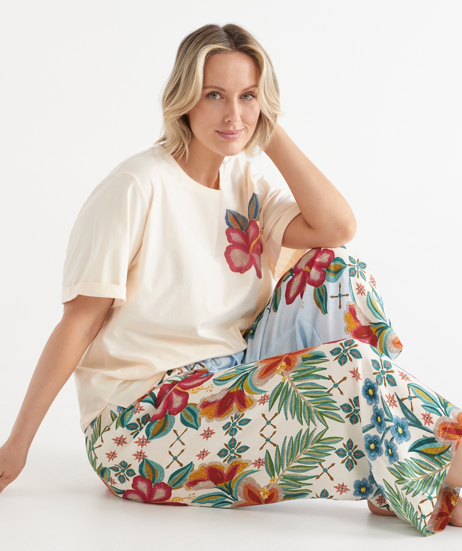 Placement Floral Print 3/4 Pyjama Pant
