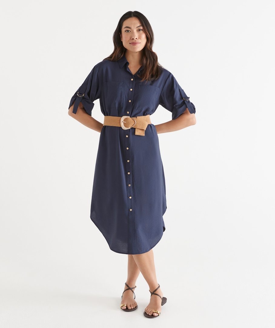 D Ring Shirt Midi Dress