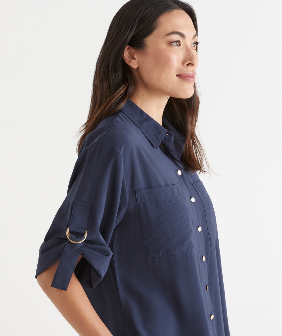 D Ring Shirt Midi Dress