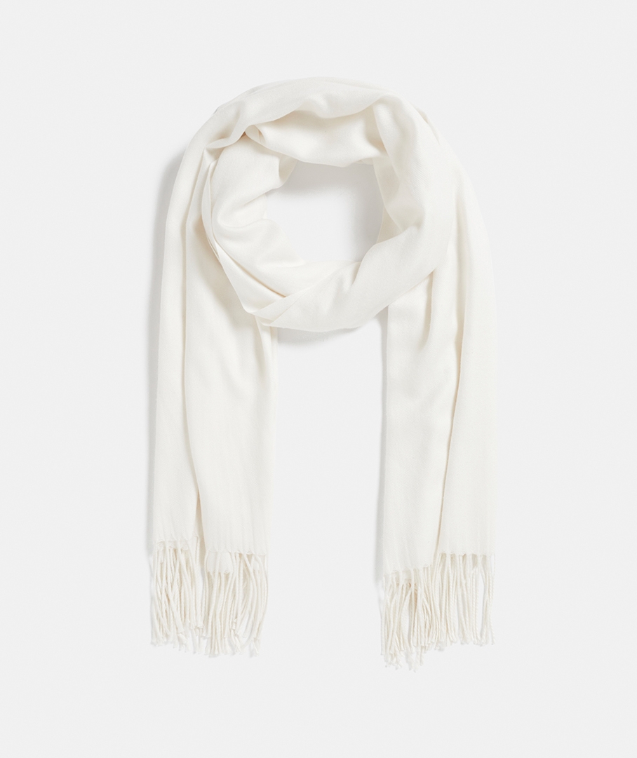 Soft White Pearl Fringe Scarf