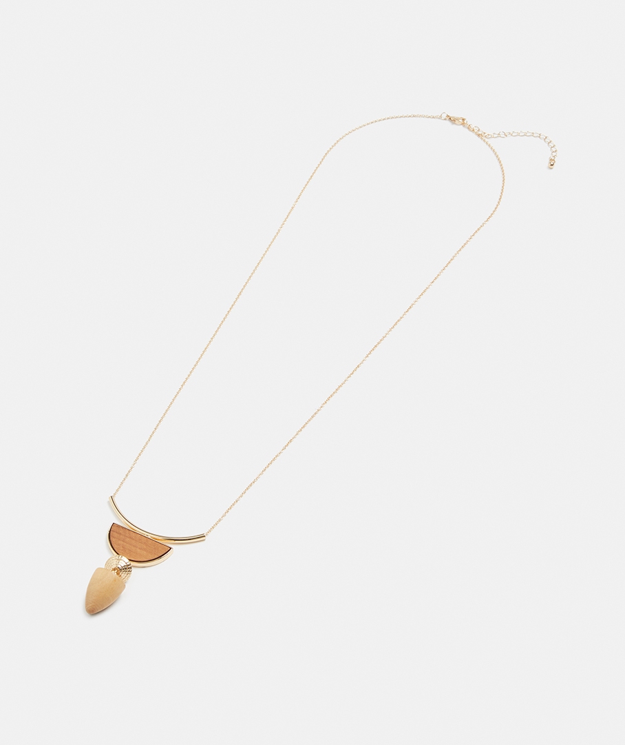 Wood Resin Pendant Necklace