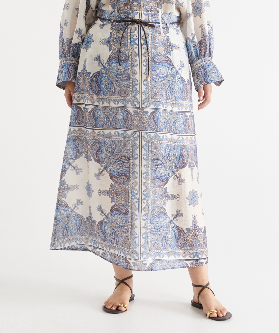 Bandana Print Midi Skirt