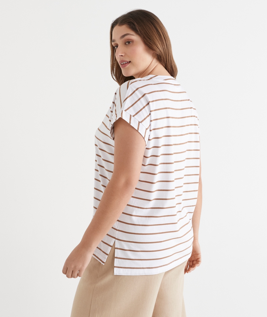 Stripe V Neck Tee