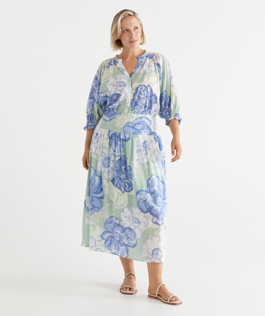 Pastel Floral Full Maxi Skirt