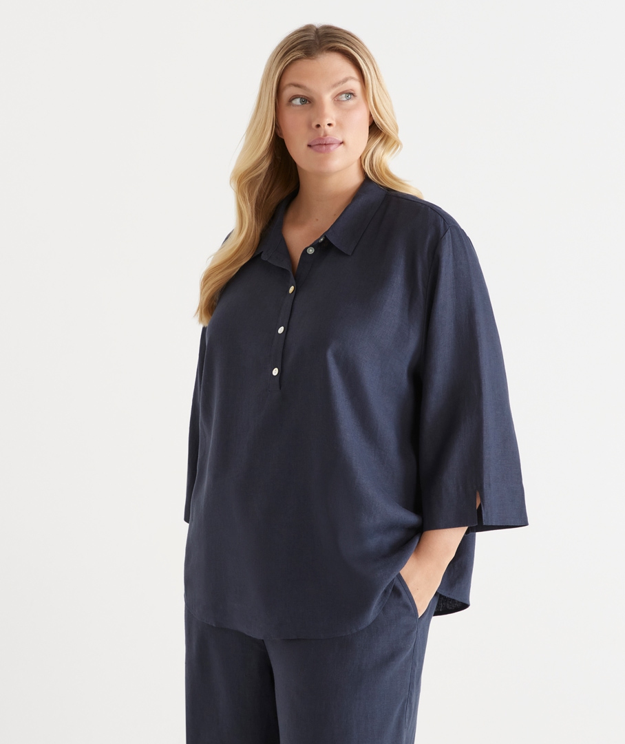 LINEN BLEND 3/4 TOP