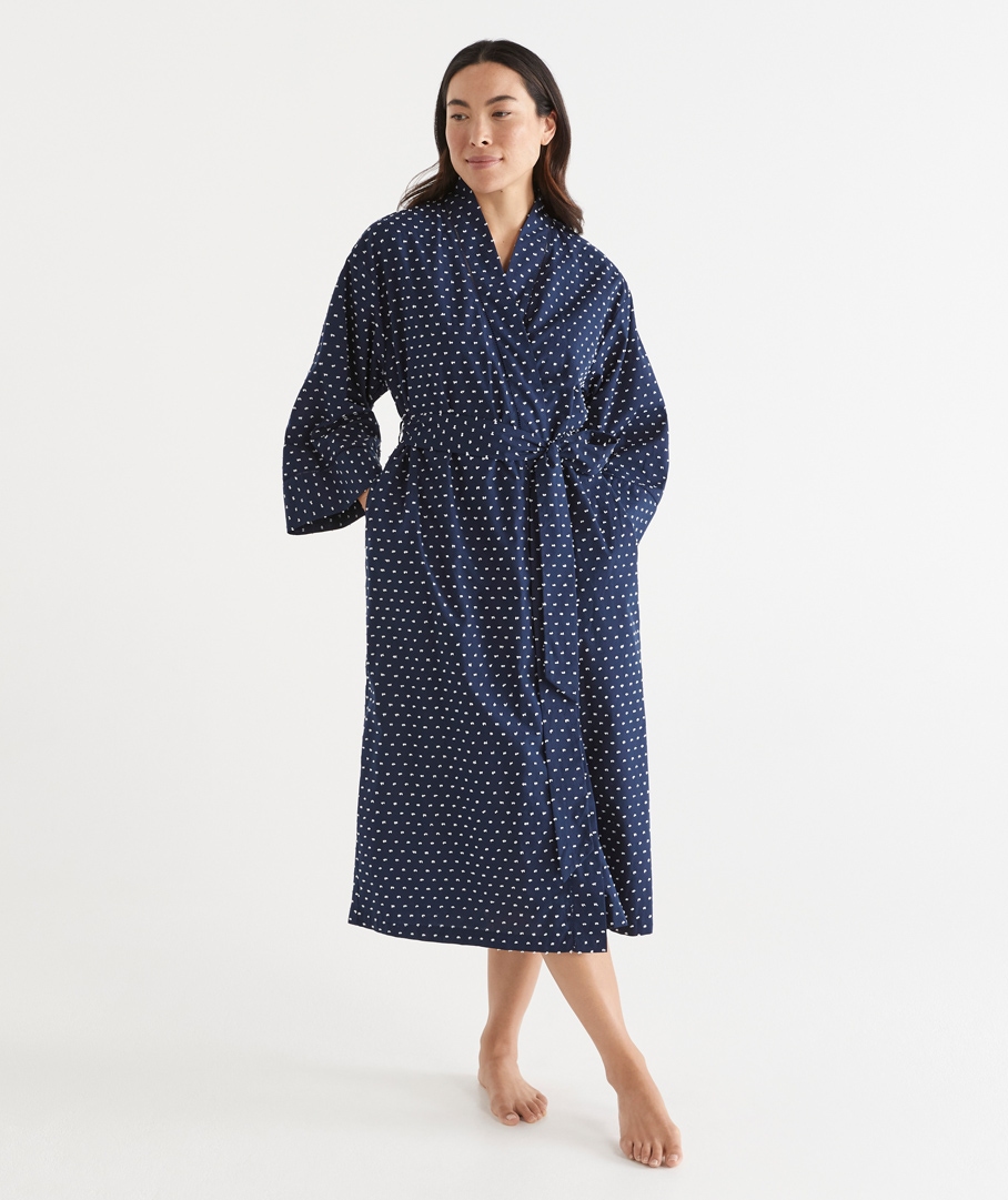 Navy Flock Spot Robe