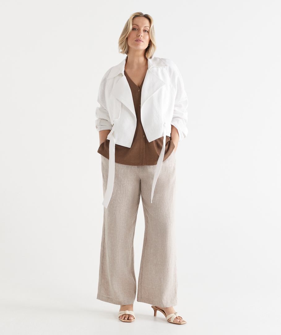 Draped Cropped Trench Jacket