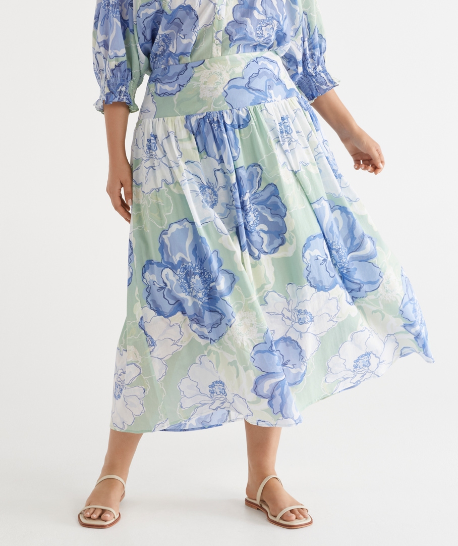 Pastel Floral Full Maxi Skirt