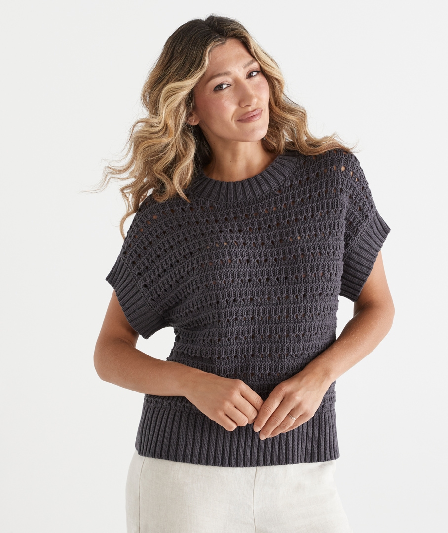 Extended Shoulder Knit Top