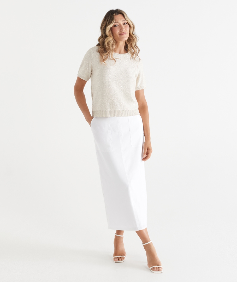 Stretch Column Midi Skirt