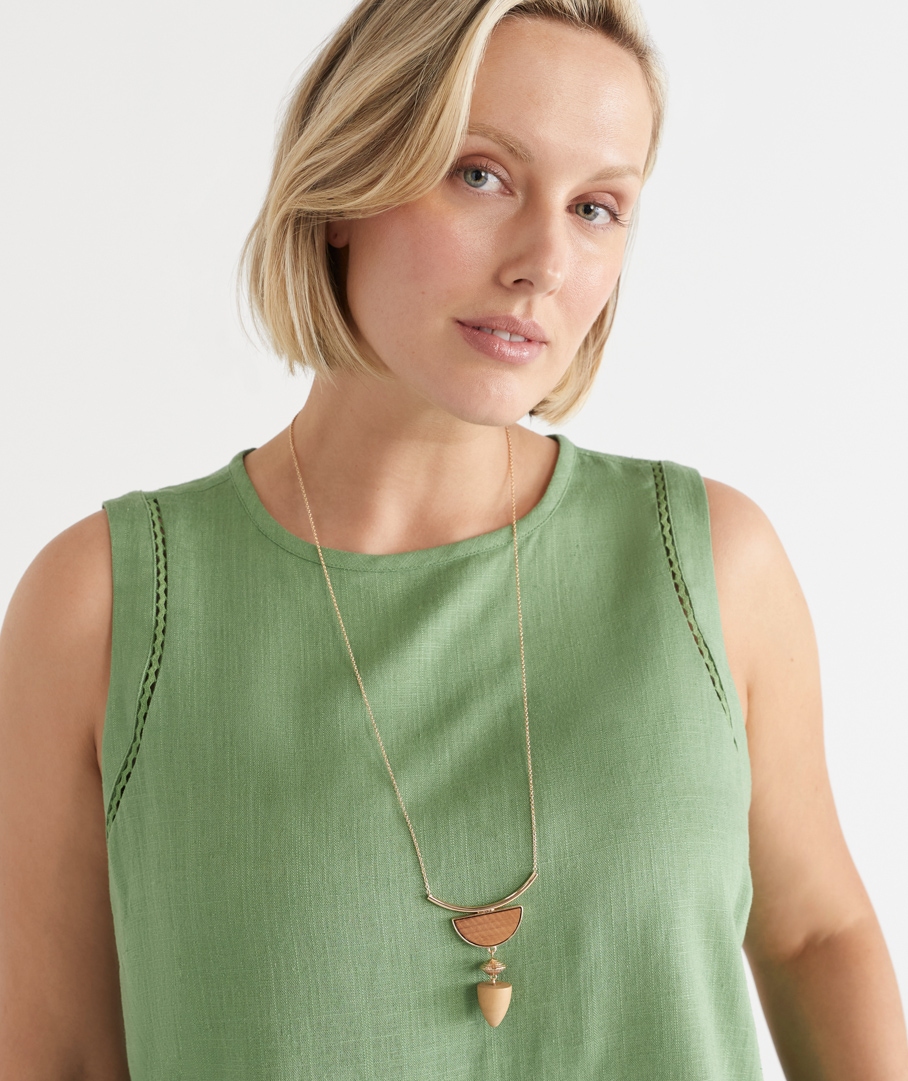 Wood Resin Pendant Necklace