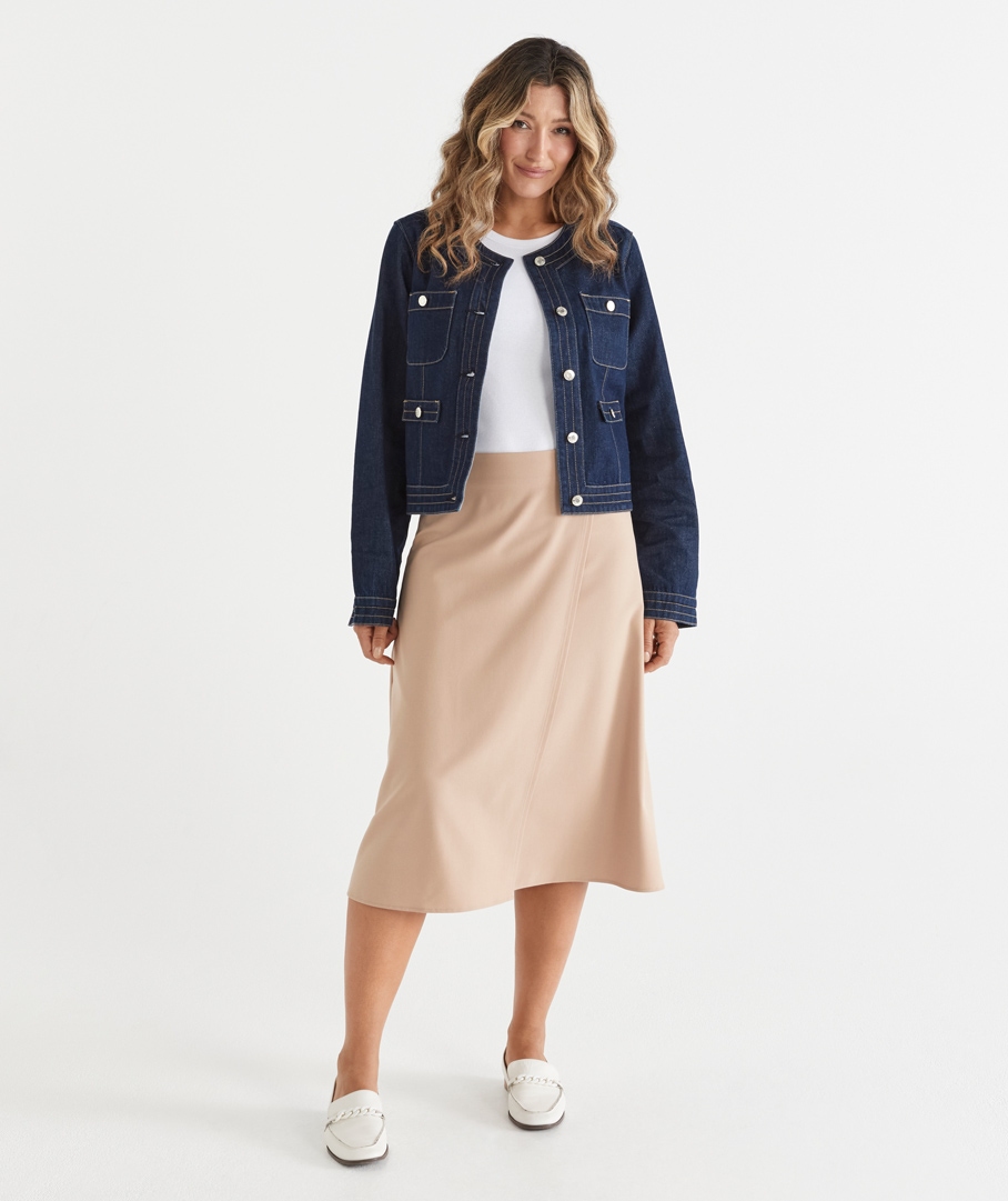 Wrap A-Line Midi Skirt