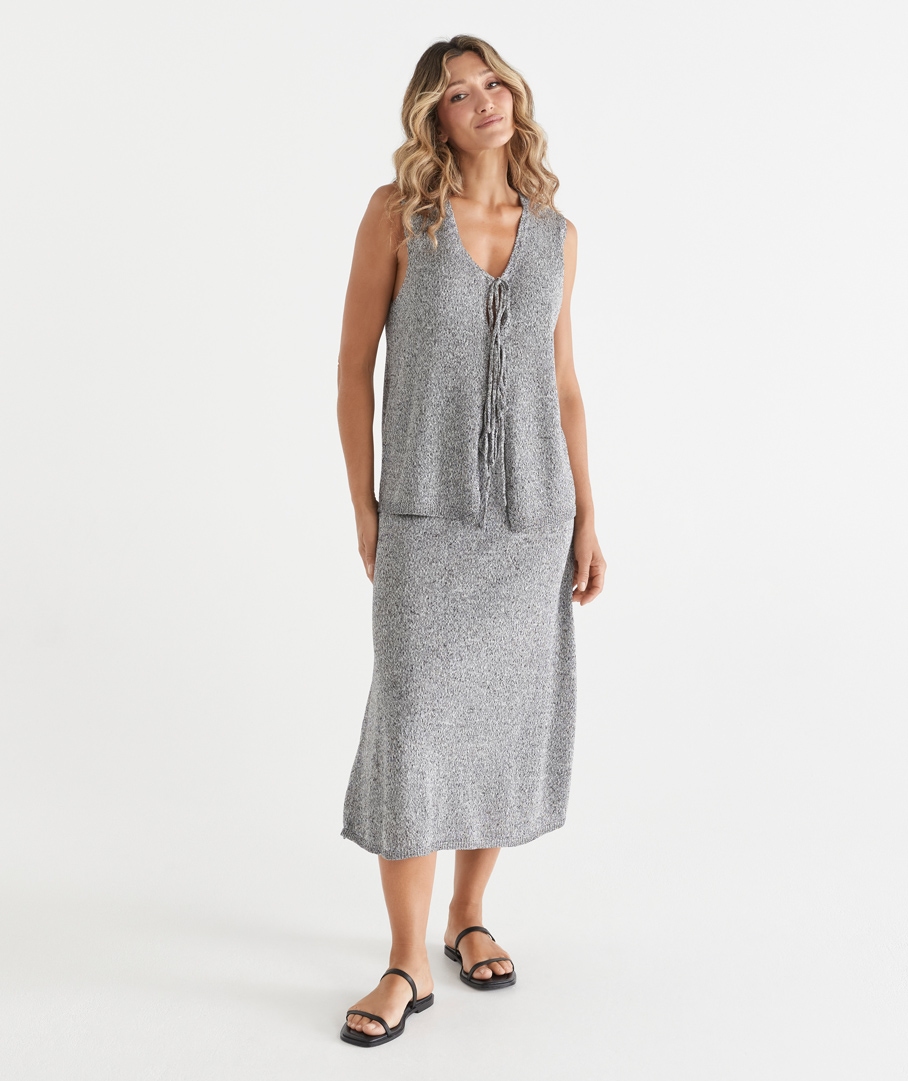 Speckled Knit Midi Skirt