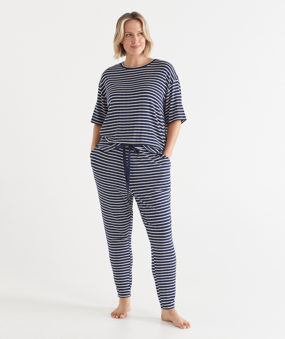 Soft Stripe Rib Lounge Set